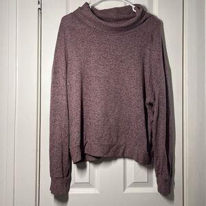 No Frills Los Angeles Purple Sweater XL Women’s Cozy Soft Knit Cowl Neck Ribbed